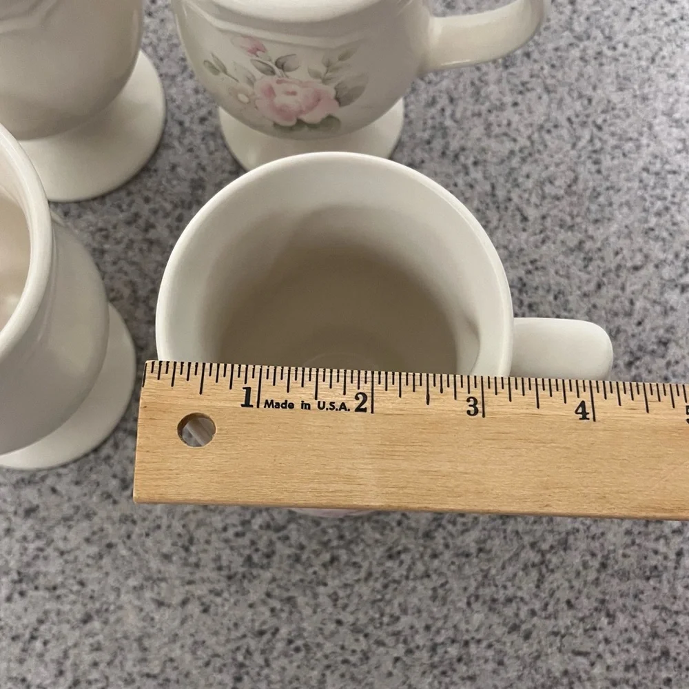 Pfaltzgraff Pedestal Mugs Tea Rose Pattern Set of 4 - Picture 9 of 9